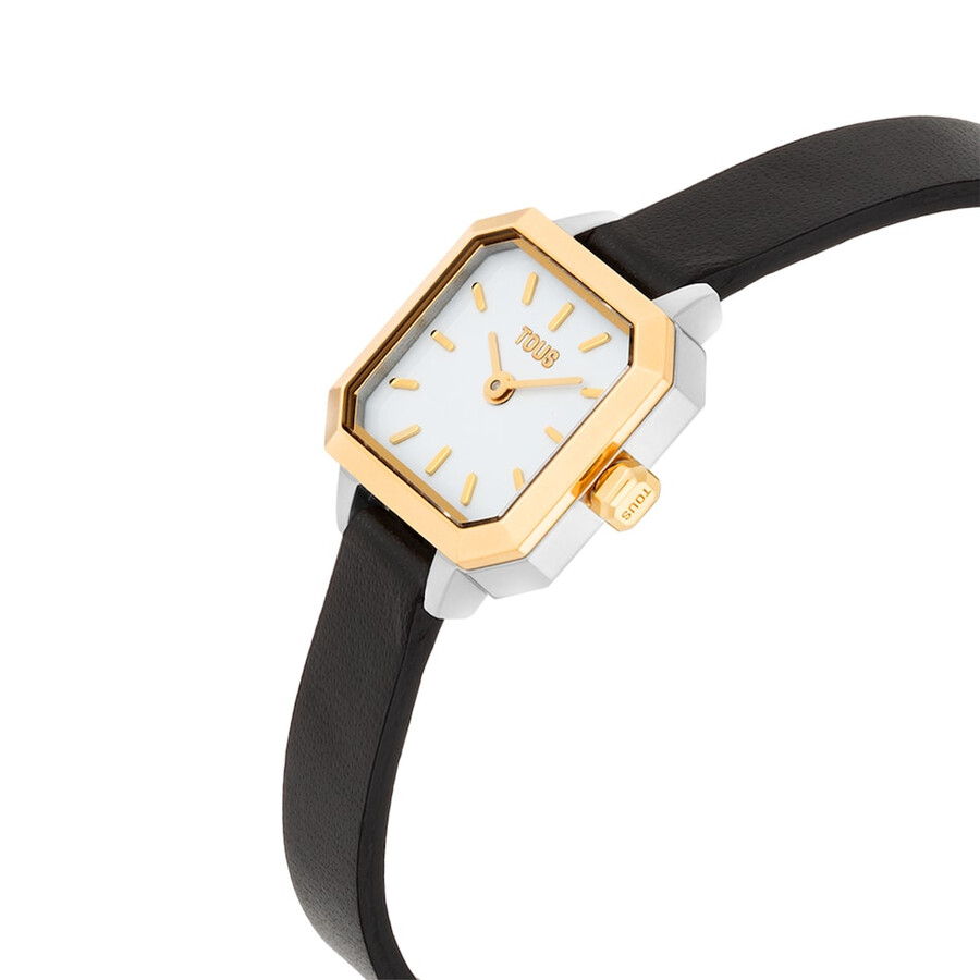 orologio con movimento analogico svizzero in acciaio oro 14 kt e cinturino in pelle les classiques mini