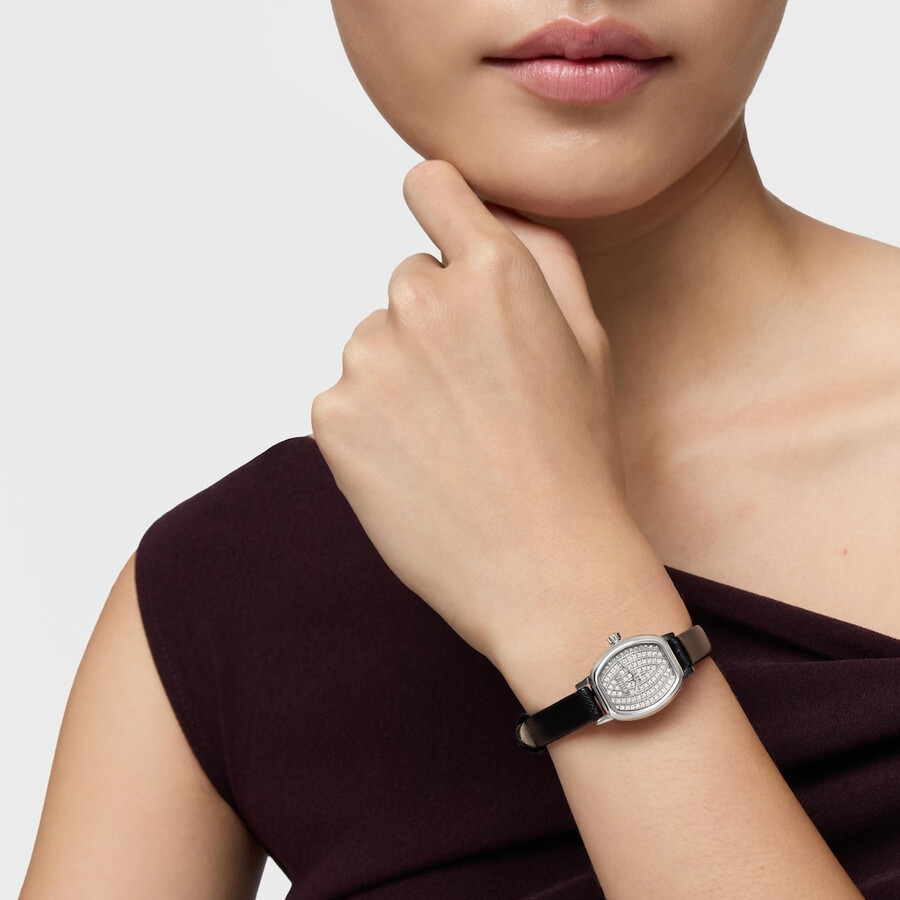 orologio con movimento svizzero analogico con 030 ct di diamanti e cinturino in pelle les classiques mini