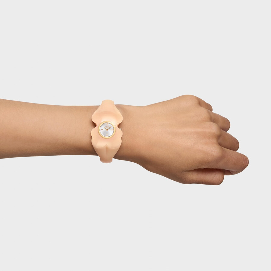 orologio analogico in acciaio color oro con policarbonato rosa t. m bear folks