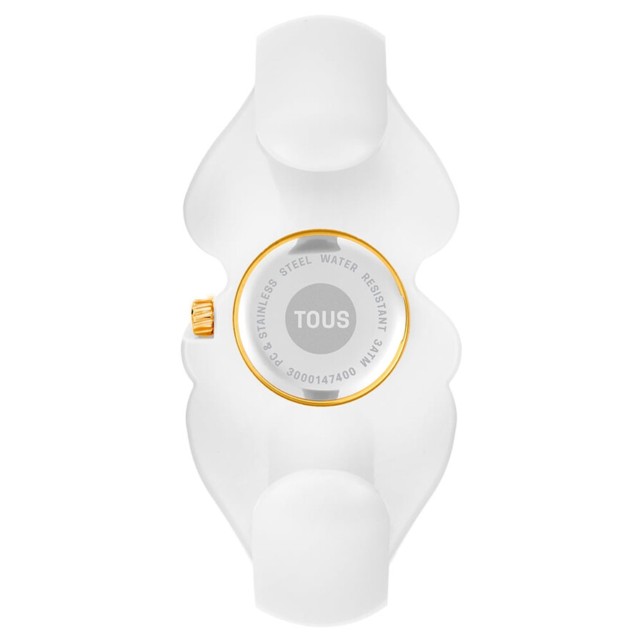 orologio analogico in acciaio color oro con policarbonato bianco t. l bear folks