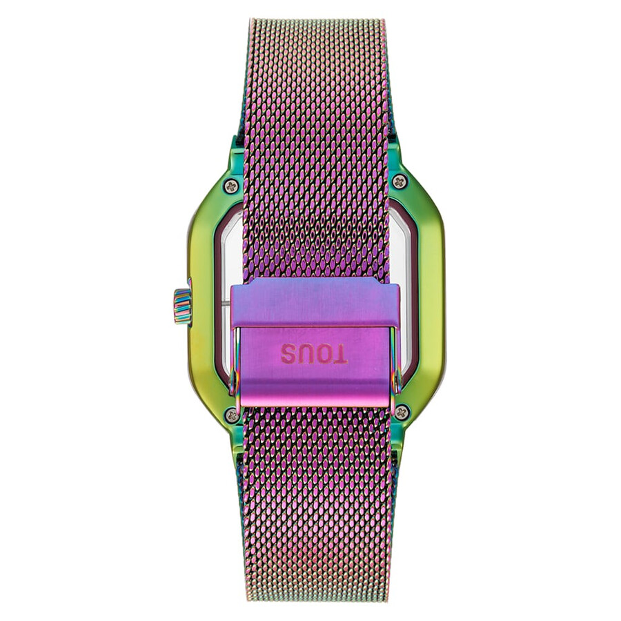 orologio analogico con bracciale in acciaio iridescente d-bear party