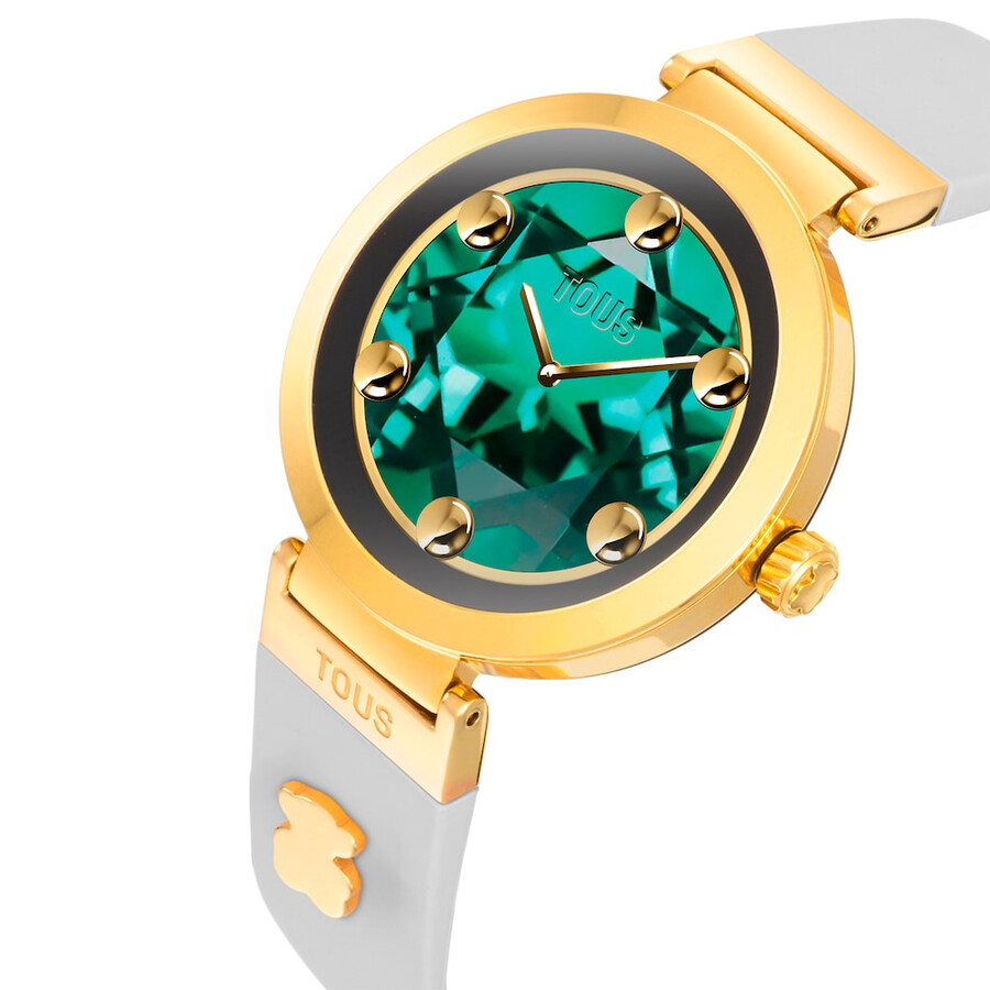 smartwatch con cinturino beige e motivi in acciaio color oro tous s-connect charms