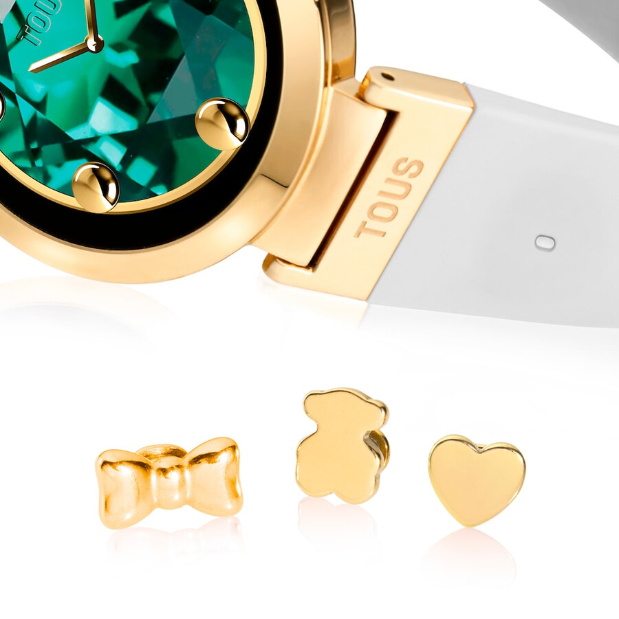 smartwatch con cinturino beige e motivi in acciaio color oro tous s-connect charms