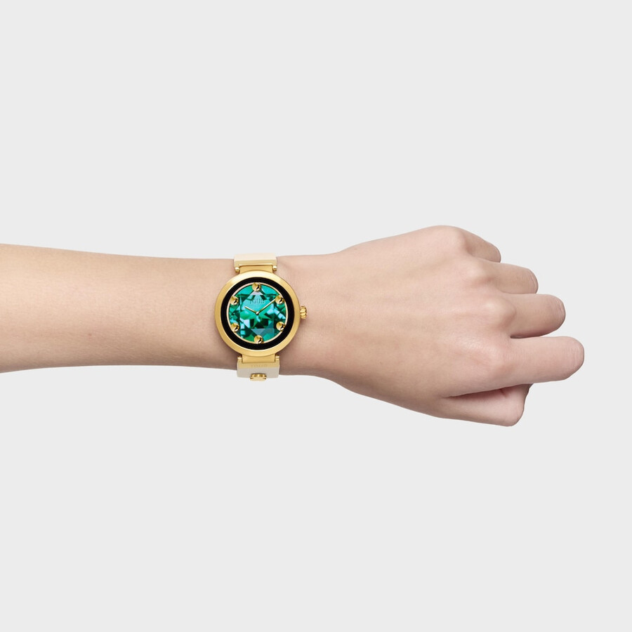 smartwatch con cinturino beige e motivi in acciaio color oro tous s-connect charms