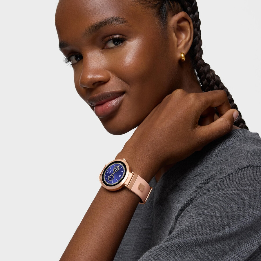 smartwatch con cinturino color carne e motivi in acciaio color rosa tous s-connect charms