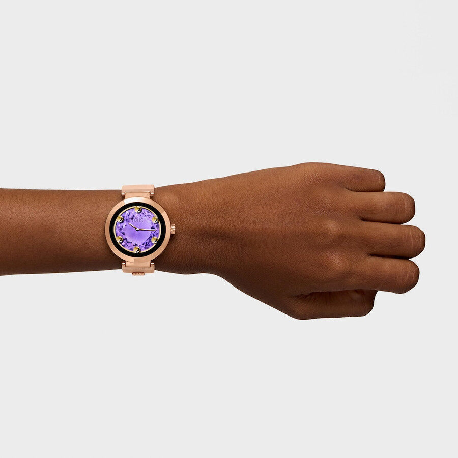 smartwatch con cinturino color carne e motivi in acciaio color rosa tous s-connect charms