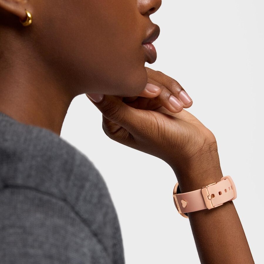 smartwatch con cinturino color carne e motivi in acciaio color rosa tous s-connect charms