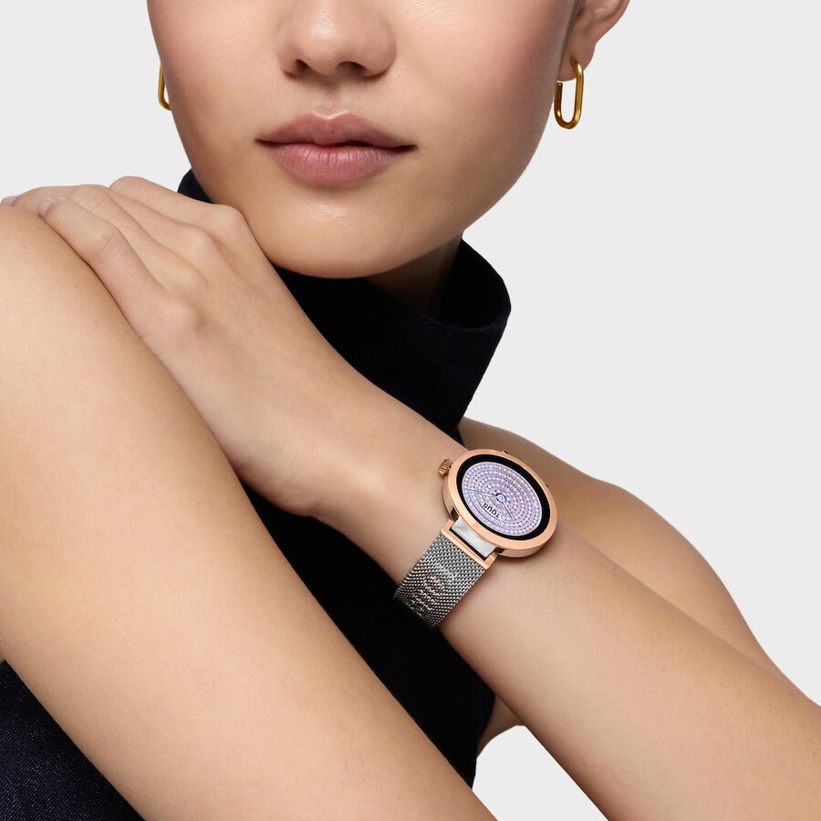 smartwatch con bracciale in acciaio e acciaio rosa tous s-connect