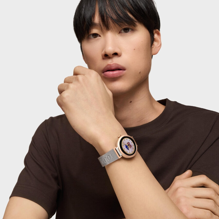 smartwatch con bracciale in acciaio e acciaio rosa tous s-connect
