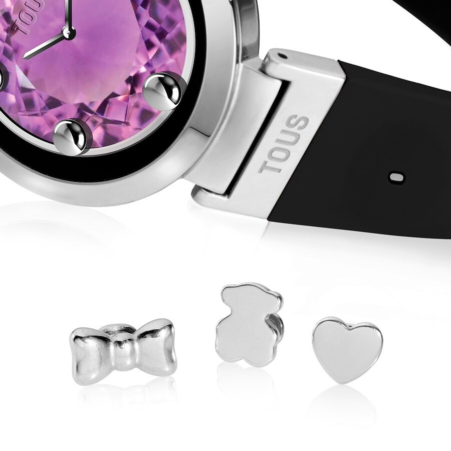 smartwatch con cinturino nero e motivi in acciaio tous s-connect charms