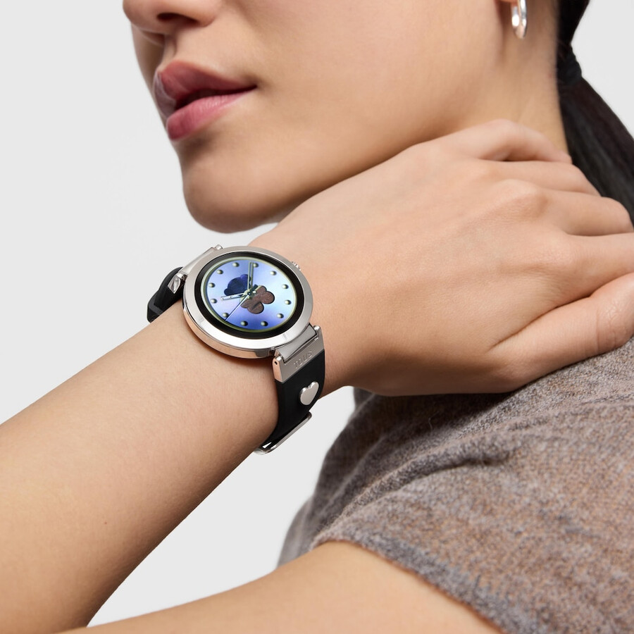 smartwatch con cinturino nero e motivi in acciaio tous s-connect charms
