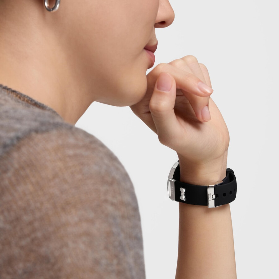 smartwatch con cinturino nero e motivi in acciaio tous s-connect charms